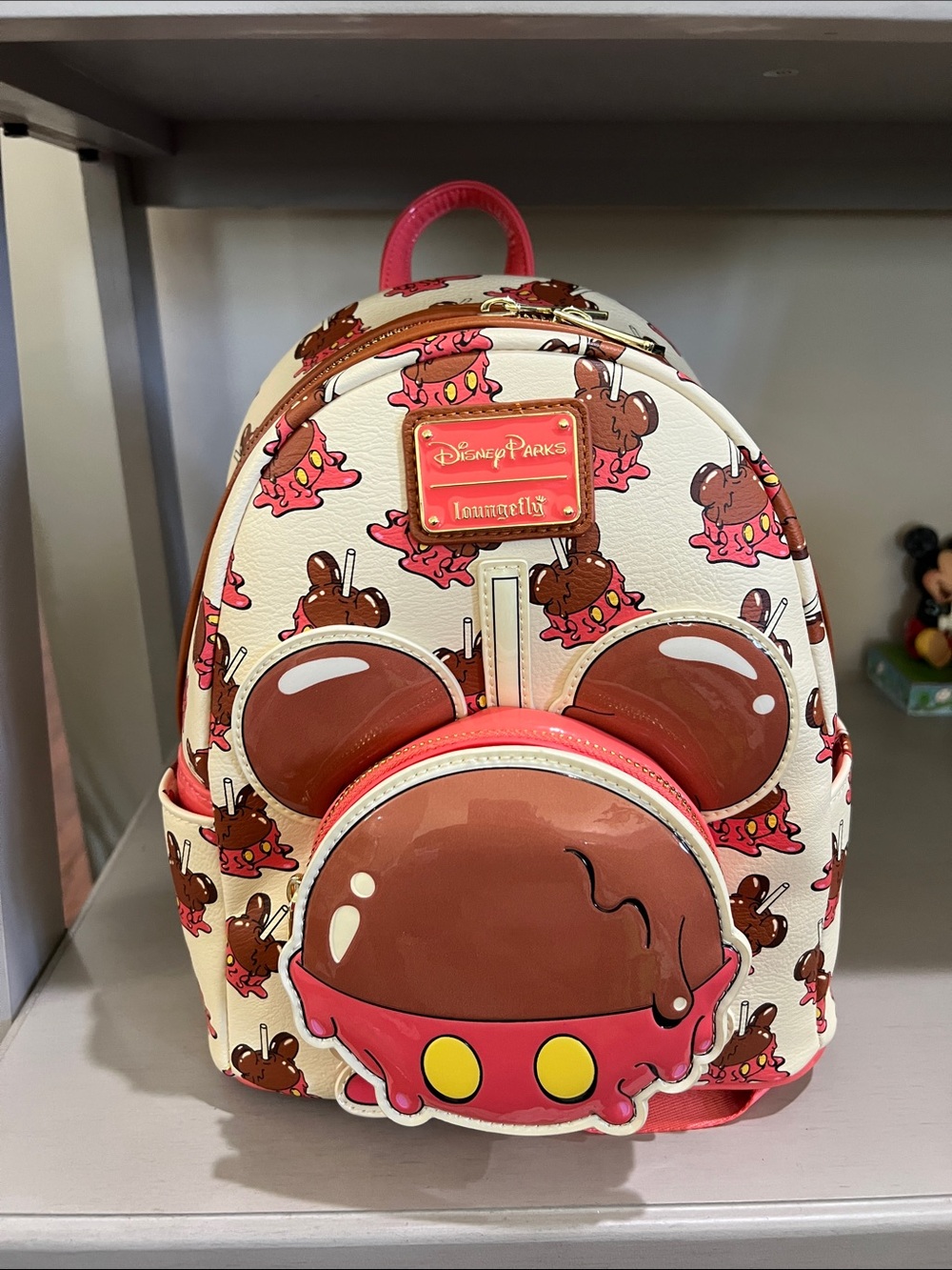 Loungefly Mickey Caramel Apple Mini Backpack - Cream, Pink & Brown Disney Parks